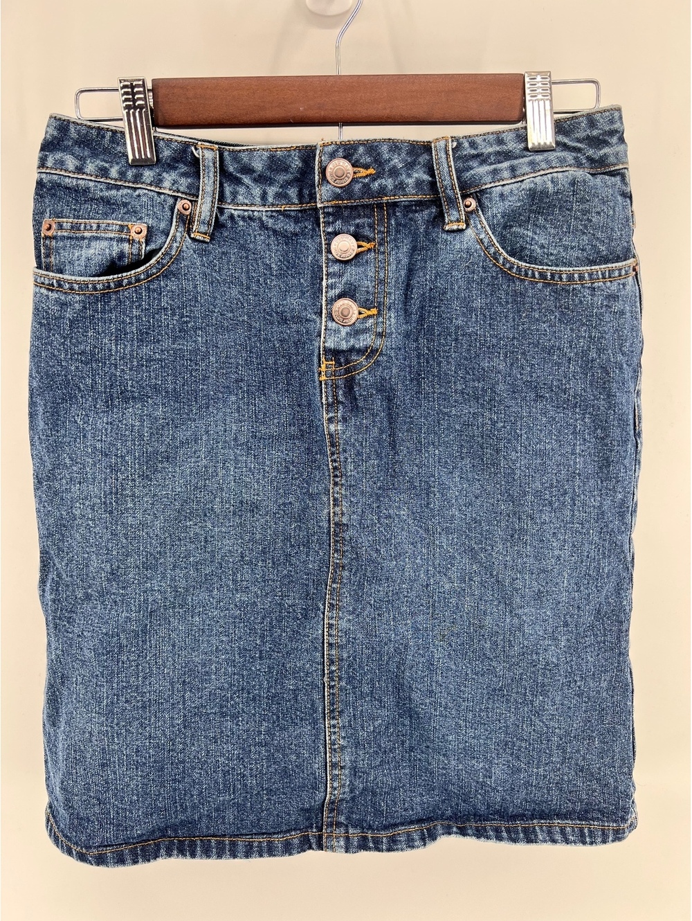Old Navy Vintage Y2K Denim Mini Skirt Womens Size 4 Blue Button Fly Jean Skirt